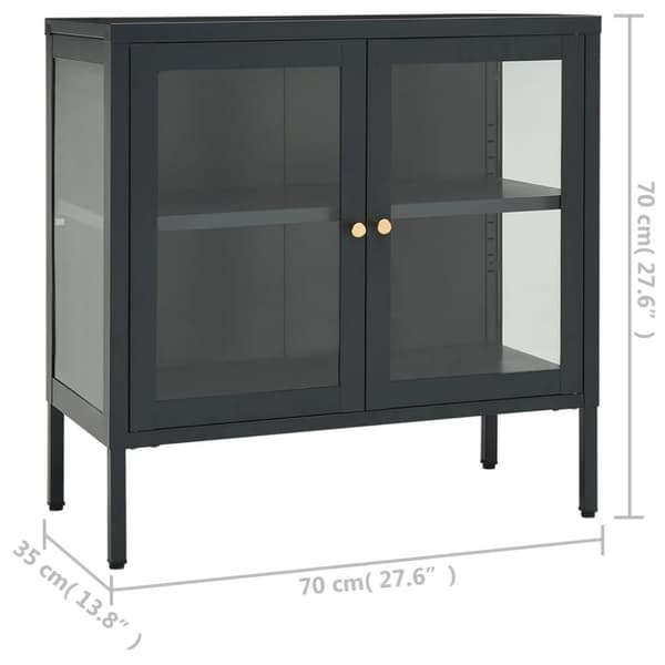 vidaXL Skjenk antrasitt 70x35x70 cm stål og glass