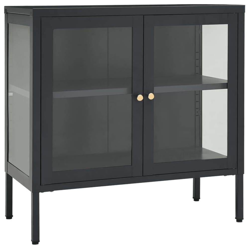 vidaXL Skänk antracit 70x35x70 cm stål och glas