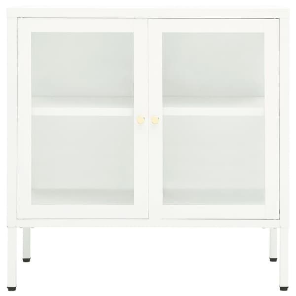 vidaXL Skänk vit 70x35x70 cm stål och glas