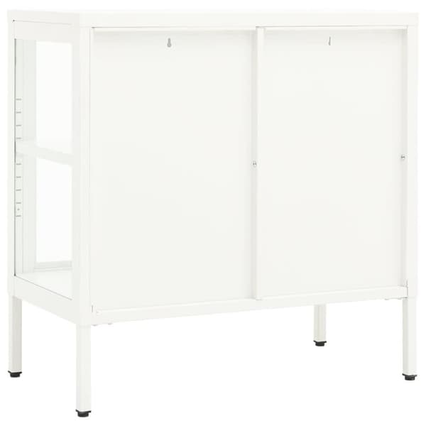 vidaXL Skänk vit 70x35x70 cm stål och glas