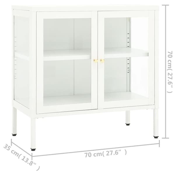 vidaXL Skänk vit 70x35x70 cm stål och glas