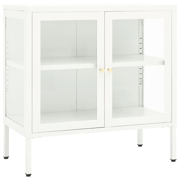 vidaXL Skänk vit 70x35x70 cm stål och glas