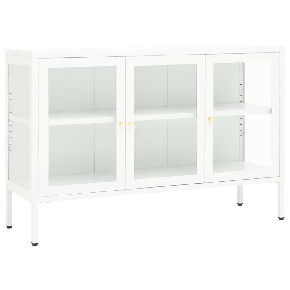 vidaXL Skänk vit 105x35x70 cm stål och glas