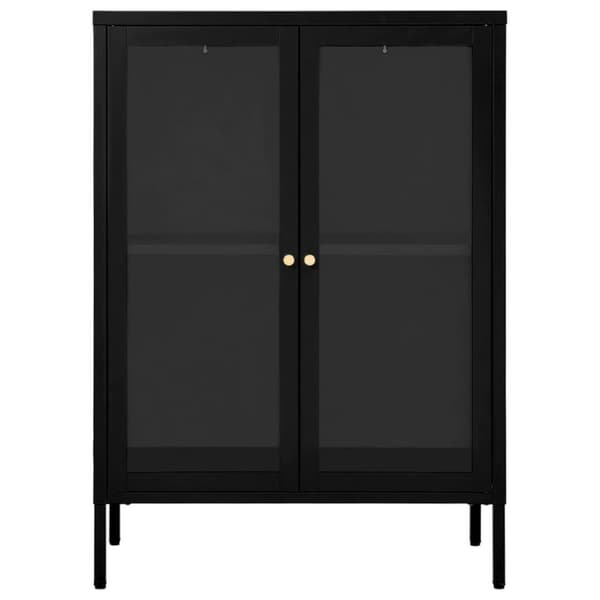 vidaXL Skjenk svart 75x35x105 cm stål og glass
