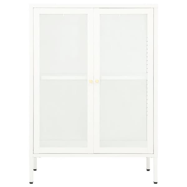 vidaXL Skänk vit 75x35x105 cm stål och glas