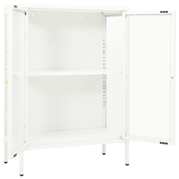 vidaXL Skänk vit 75x35x105 cm stål och glas
