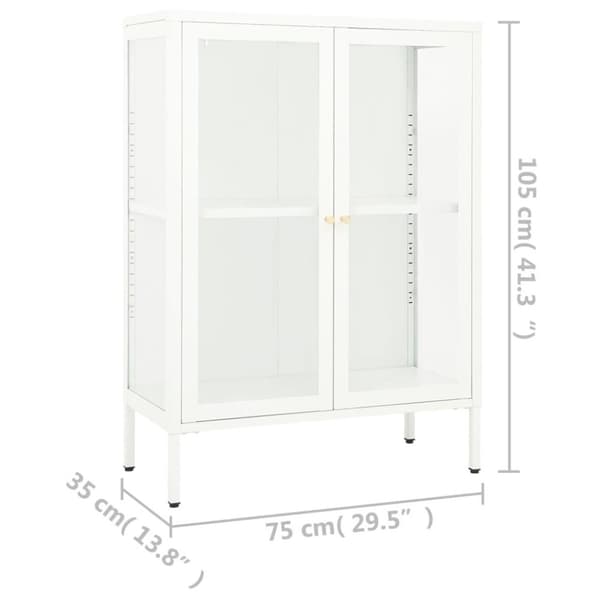 vidaXL Skänk vit 75x35x105 cm stål och glas
