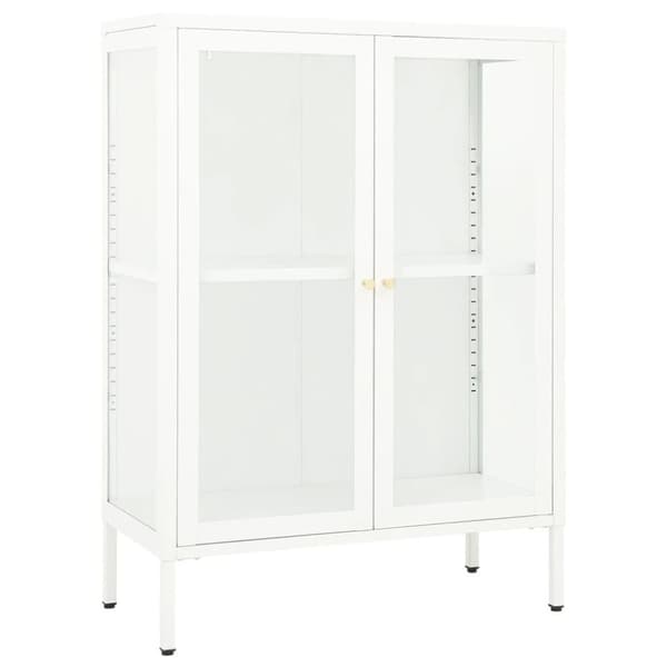 vidaXL Skänk vit 75x35x105 cm stål och glas