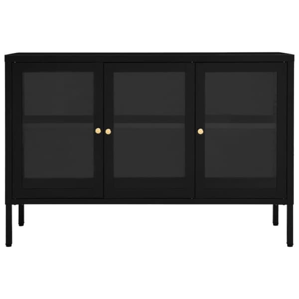 vidaXL Skjenk svart 105x35x70 cm stål og glass