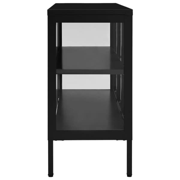 vidaXL Skjenk svart 105x35x70 cm stål og glass