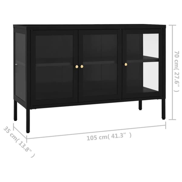 vidaXL Skjenk svart 105x35x70 cm stål og glass