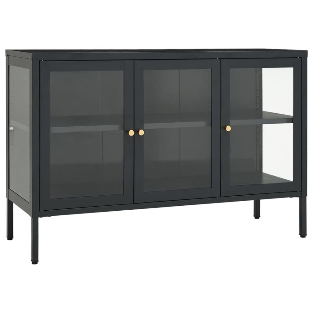 vidaXL Skänk antracit 105x35x70 cm stål och glas