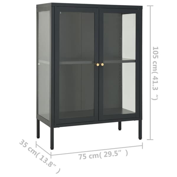 vidaXL Skänk antracit 75x35x105 cm stål och glas