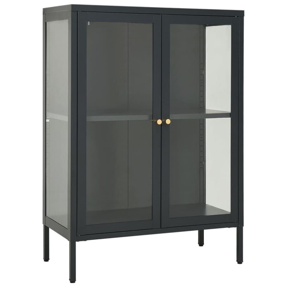 vidaXL Skänk antracit 75x35x105 cm stål och glas