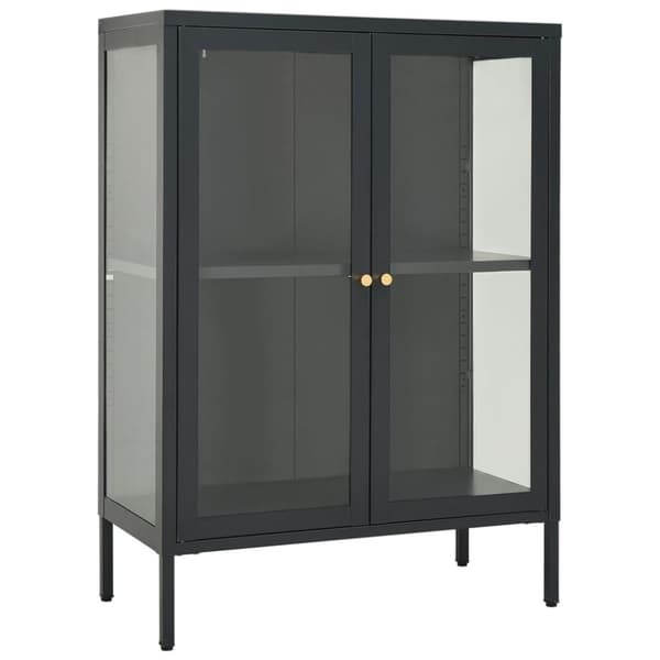 vidaXL Skänk antracit 75x35x105 cm stål och glas