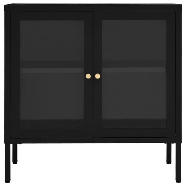 vidaXL Skänk svart 70x35x70 cm stål och glas