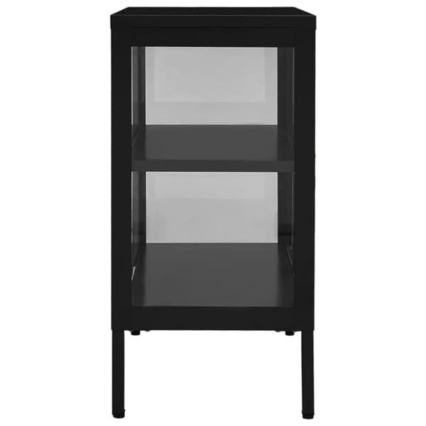 vidaXL Skänk svart 70x35x70 cm stål och glas