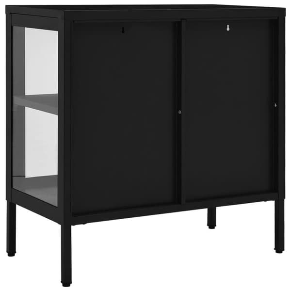 vidaXL Skänk svart 70x35x70 cm stål och glas