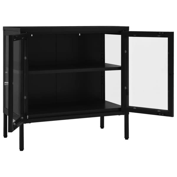 vidaXL Skänk svart 70x35x70 cm stål och glas