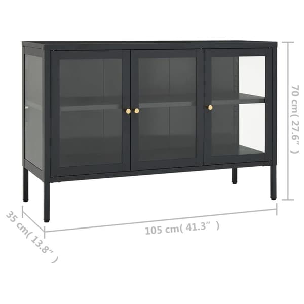 vidaXL Senkki antrasiitti 105x35x70 cm teräs ja lasi