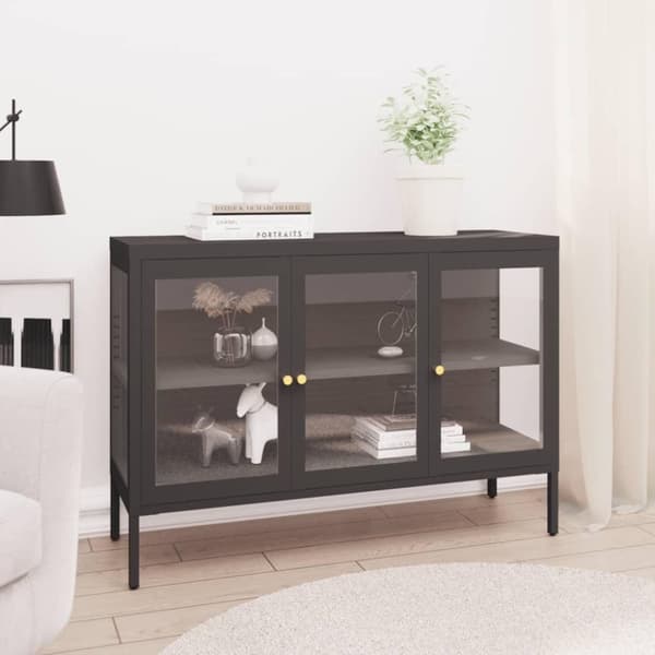 vidaXL Senkki antrasiitti 105x35x70 cm teräs ja lasi