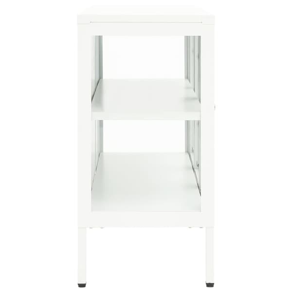 vidaXL skænk 105x35x70 cm stål og glas hvid