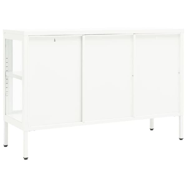 vidaXL skænk 105x35x70 cm stål og glas hvid