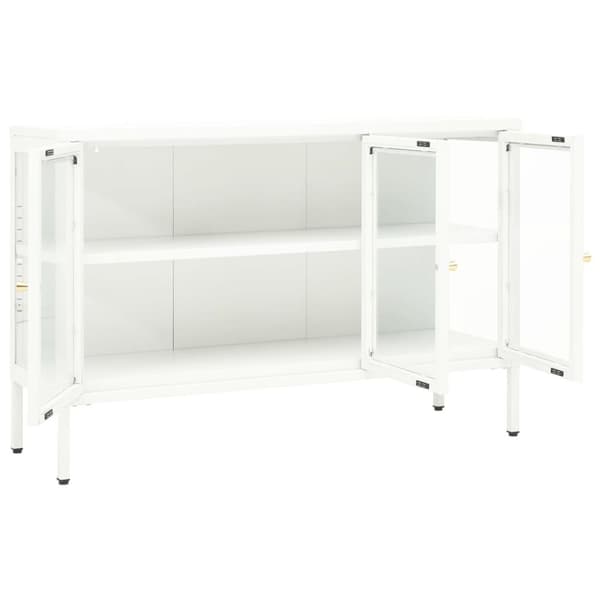 vidaXL skænk 105x35x70 cm stål og glas hvid