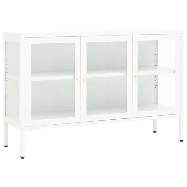 vidaXL skænk 105x35x70 cm stål og glas hvid