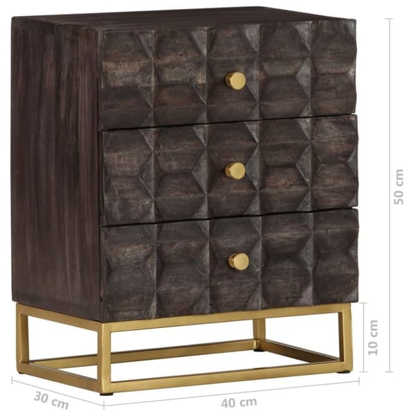 vidaXL sengeskab 40x30x50 cm massivt mangotræ sort