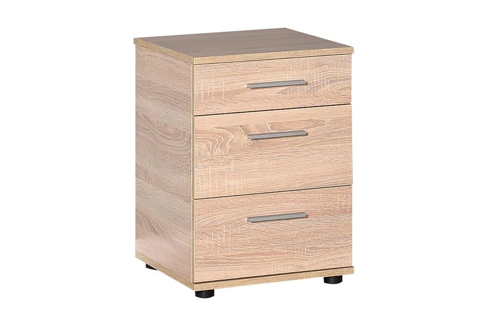 SÄNGBORD 40 cm 3 Skåp Natur