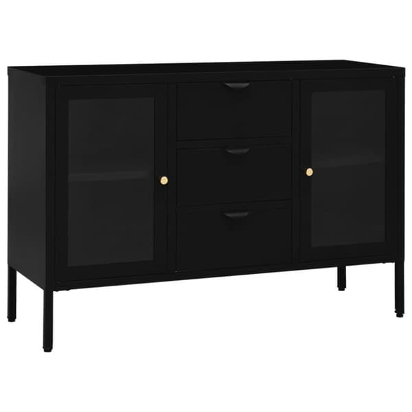 vidaXL Skjenk svart 105x35x70 cm stål og herdet glass