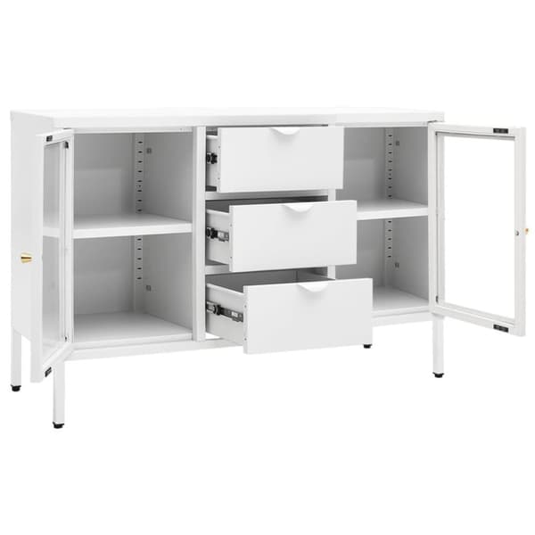 vidaXL Skänk vit 105x35x70 cm stål och härdat glas