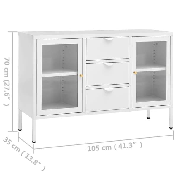 vidaXL Skänk vit 105x35x70 cm stål och härdat glas