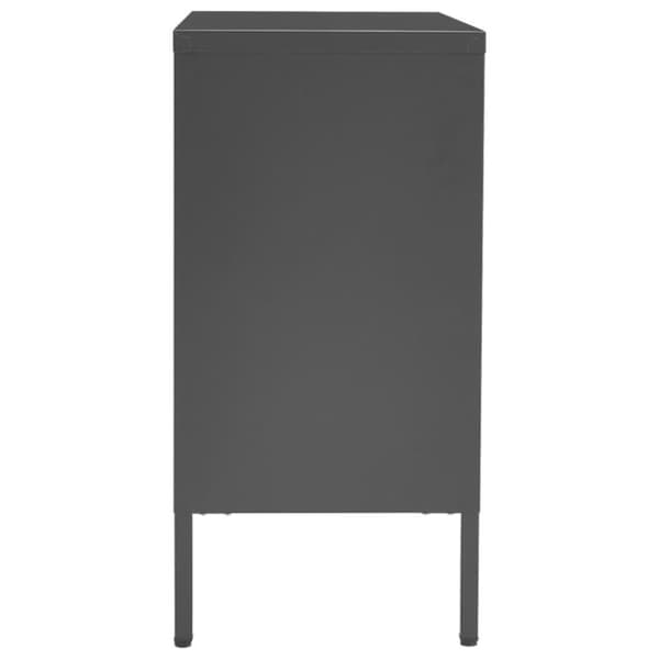 vidaXL Skjenk antrasitt 75x35x70 cm stål og herdet glass