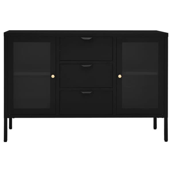 vidaXL skænk 105x35x70 cm stål og glas sort