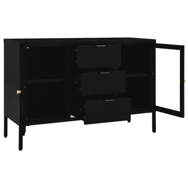 vidaXL skænk 105x35x70 cm stål og glas sort