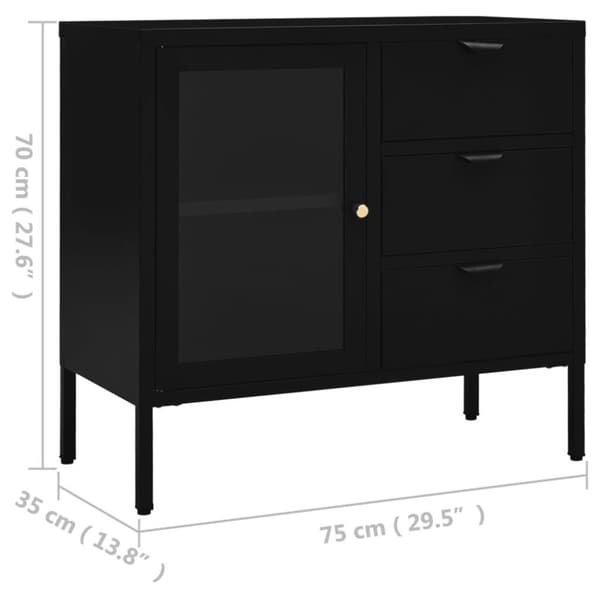 vidaXL Senkki musta 75x35x70 cm teräs ja karkaistu lasi