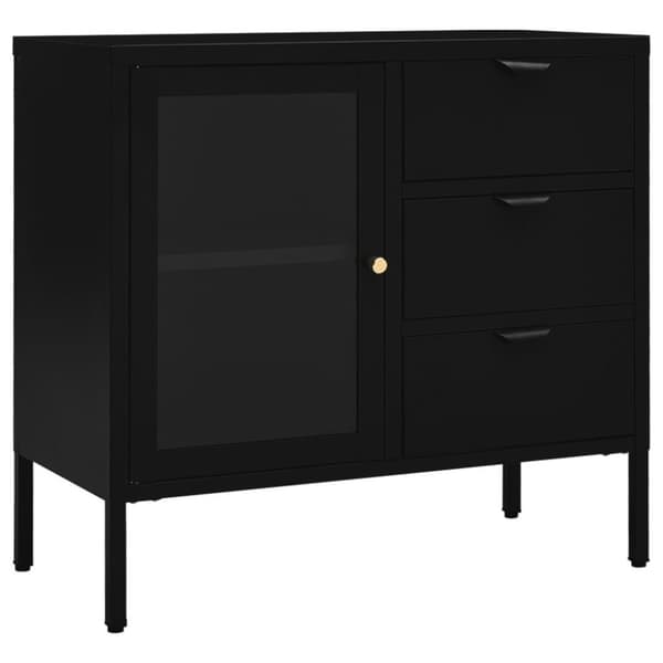 vidaXL Senkki musta 75x35x70 cm teräs ja karkaistu lasi