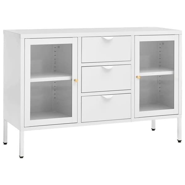 vidaXL Senkki valkoinen 105x35x70 cm teräs ja karkaistu lasi