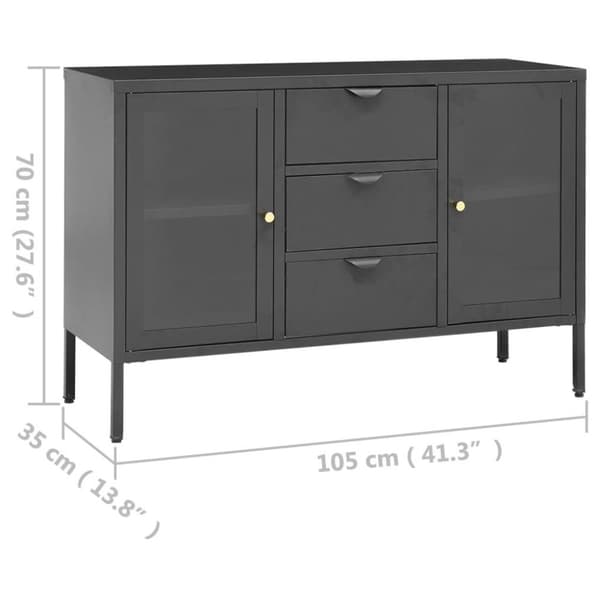 vidaXL Senkki antrasiitti 105x35x70 cm teräs ja karkaistu lasi