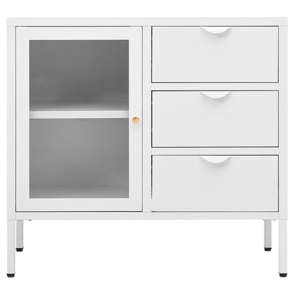 vidaXL Senkki valkoinen 75x35x70 cm teräs ja karkaistu lasi