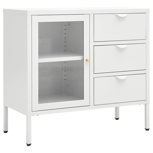 vidaXL Senkki valkoinen 75x35x70 cm teräs ja karkaistu lasi