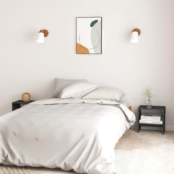 vidaXL sengeskabe 2 stk. 40x30,5x40 cm massivt fyrretræ grå