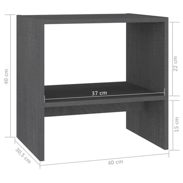 vidaXL sengeskabe 2 stk. 40x30,5x40 cm massivt fyrretræ grå