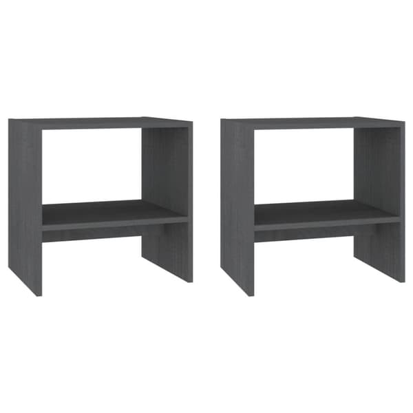 vidaXL sengeskabe 2 stk. 40x30,5x40 cm massivt fyrretræ grå