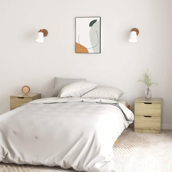 vidaXL sengeborde 2 stk. 40x40x50 cm spånplade sonoma-eg