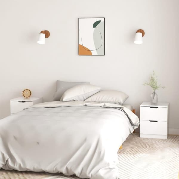 vidaXL sengeskabe 2 stk. 40x40x50 cm spånplade hvid højglans