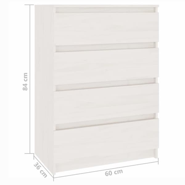 vidaXL Sidoskåp vit 60x36x84 cm massivt furuträ