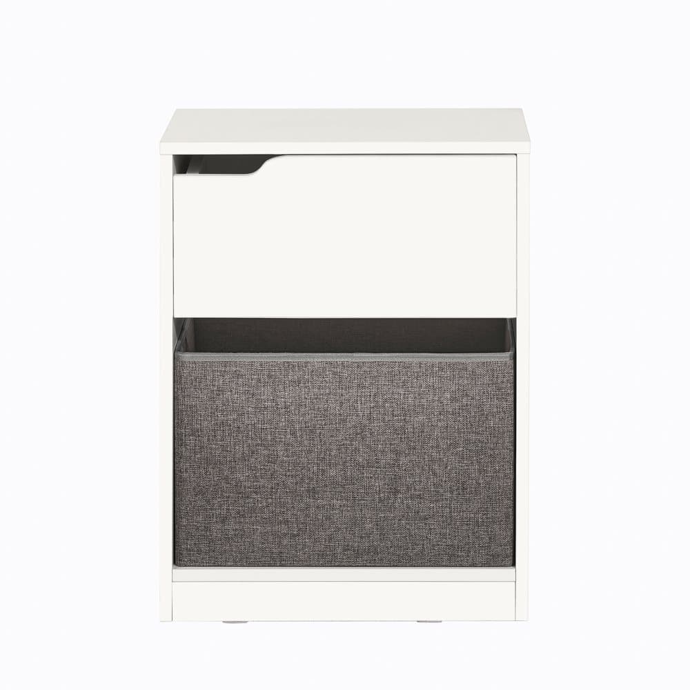 SoBuy Nattduksbord med 1 lådor och korgar, Sidobord, Soffbord, FBT109-W